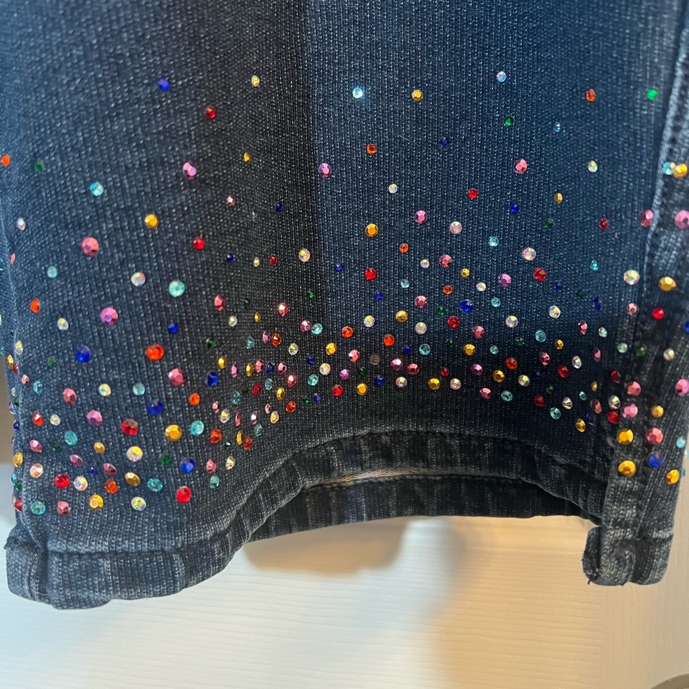 🦋 Women's denim dream Jeanies Capris with Colorful Accents size 1x - Picture 3 of 5